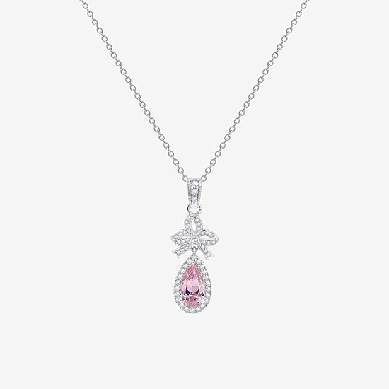 Diamonart Marilyn Monroe Womens Pink Cubic Zirconia Sterling Silver Bow 18 Inch Pendant Necklace