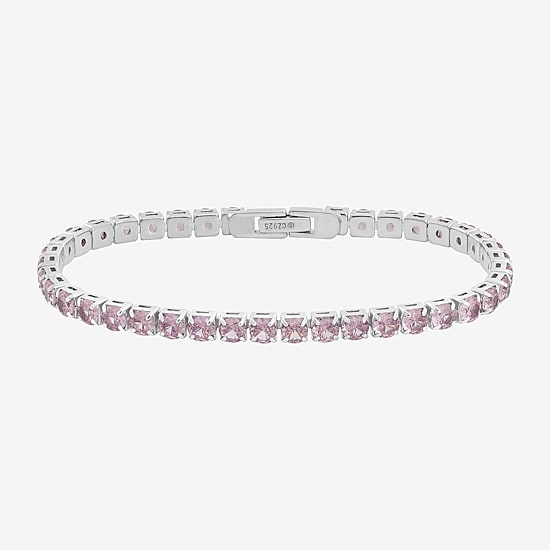 Diamonart Marilyn Monroe Womens Pink Cubic Zirconia Sterling Silver 7.25 Inch Tennis Bracelet