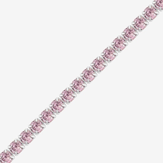 Diamonart Marilyn Monroe Womens Pink Cubic Zirconia Sterling Silver 7.25 Inch Tennis Bracelet