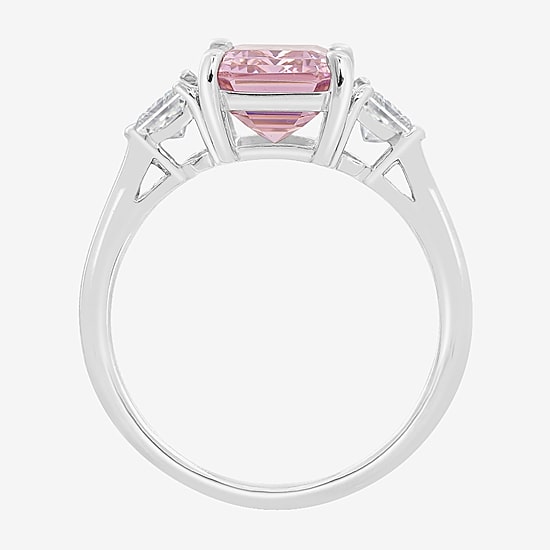 Diamonart Marilyn Monroe Womens Pink Cubic Zirconia Sterling Silver 3-Stone Cocktail Ring
