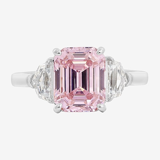 Diamonart Marilyn Monroe Womens Pink Cubic Zirconia Sterling Silver 3-Stone Cocktail Ring