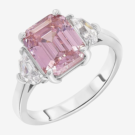 Diamonart Marilyn Monroe Womens Pink Cubic Zirconia Sterling Silver 3-Stone Cocktail Ring