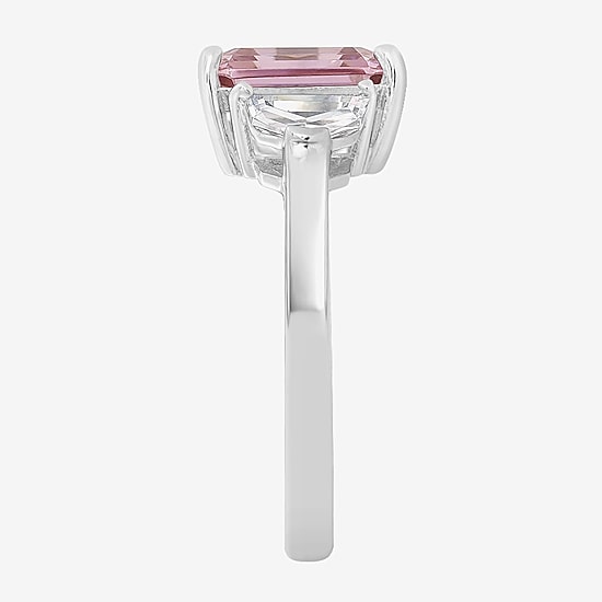 Diamonart Marilyn Monroe Womens Pink Cubic Zirconia Sterling Silver 3-Stone Cocktail Ring