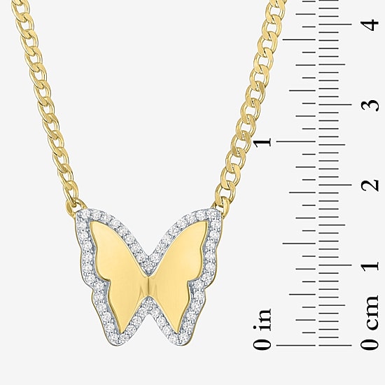 Diamond Addiction (G-H Womens 1/4 CT. T.W. Lab Grown White Diamond 14K Gold Over Silver Sterling Silver Butterfly 16 Inch Pendant Necklace