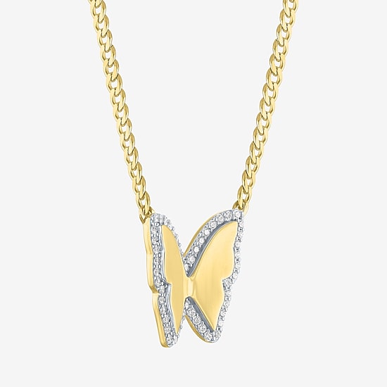 Diamond Addiction (G-H Womens 1/4 CT. T.W. Lab Grown White Diamond 14K Gold Over Silver Sterling Silver Butterfly 16 Inch Pendant Necklace