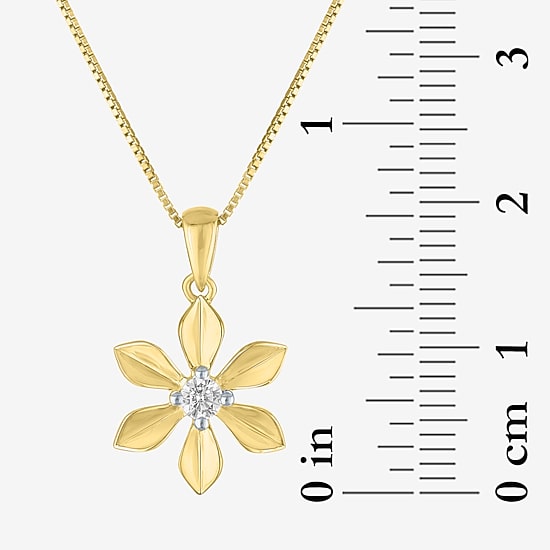 Flower (Gh / Si2 I1) Womens 1/10 CT. T.W. Lab Grown White Diamond 14K Gold Over Silver Flower 18 Inch Pendant Necklace