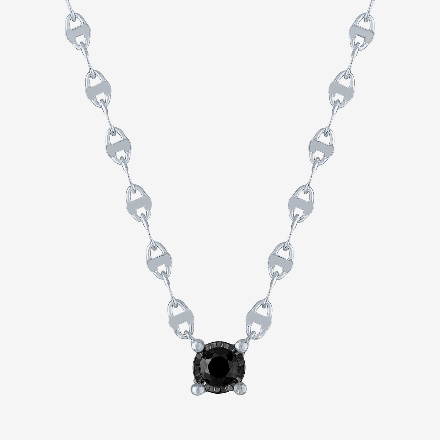 Diamond Addiction Womens 1/10 CT. T.W. Natural Black Diamond Sterling Silver Round 16 Inch Pendant Necklace
