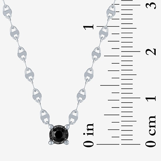 Diamond Addiction Womens 1/10 CT. T.W. Natural Black Diamond Sterling Silver Round 16 Inch Pendant Necklace