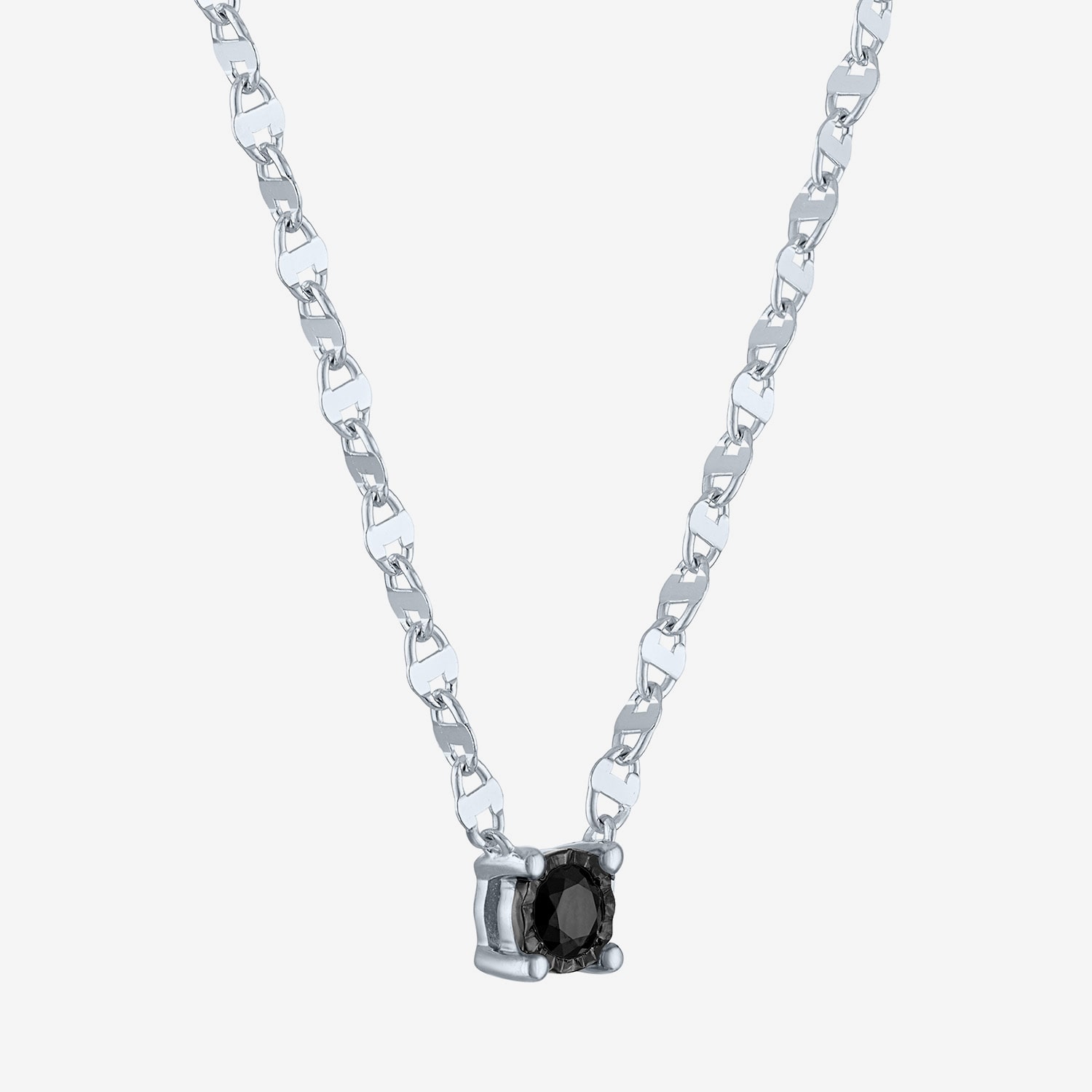Diamond Addiction Womens 1/10 CT. T.W. Natural Black Diamond Sterling Silver Round 16 Inch Pendant Necklace