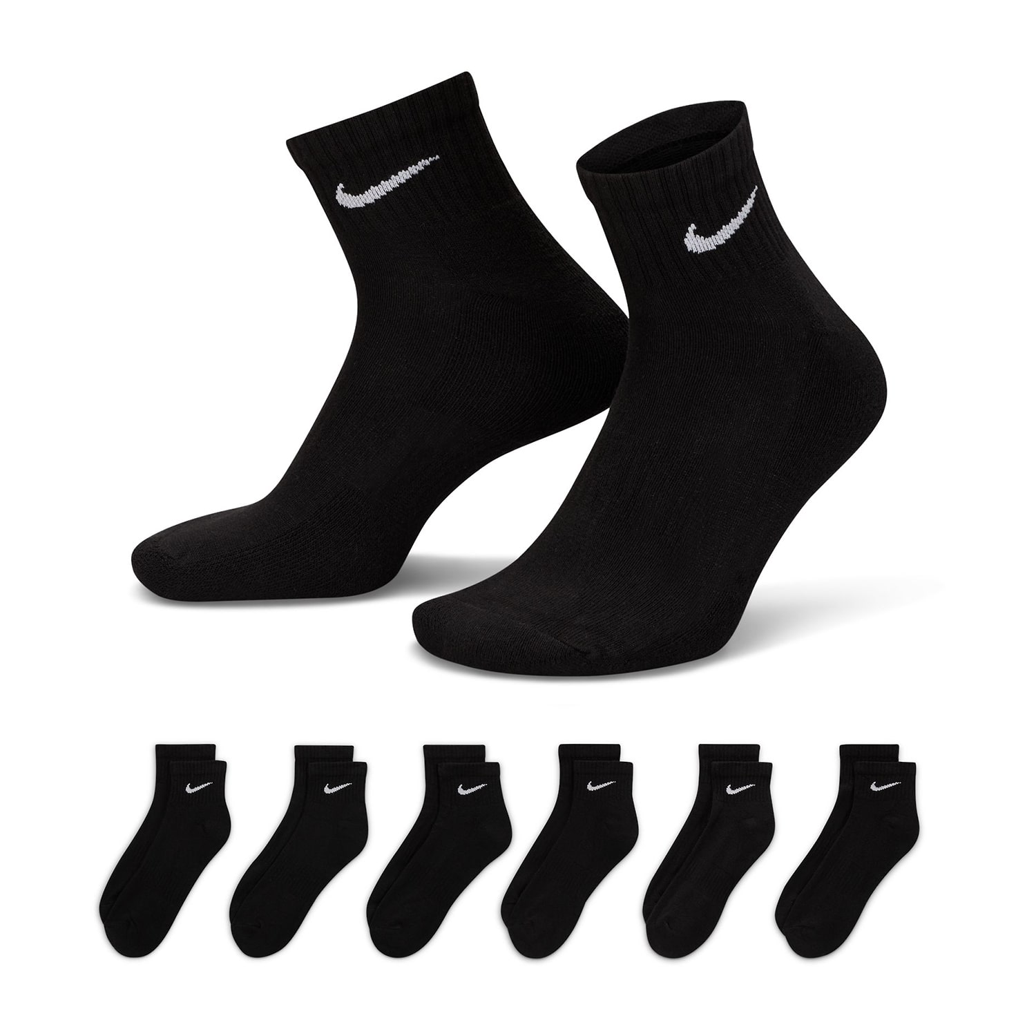 Nike Everyday Cushioned Unisex Adult Multi-Pack 6 Pair Quarter Ankle Socks