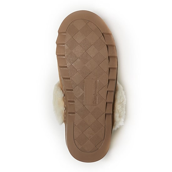 Dearfoams Helena Genuine Suede With Prayer Womens Memory Foam Slip-On Slippers