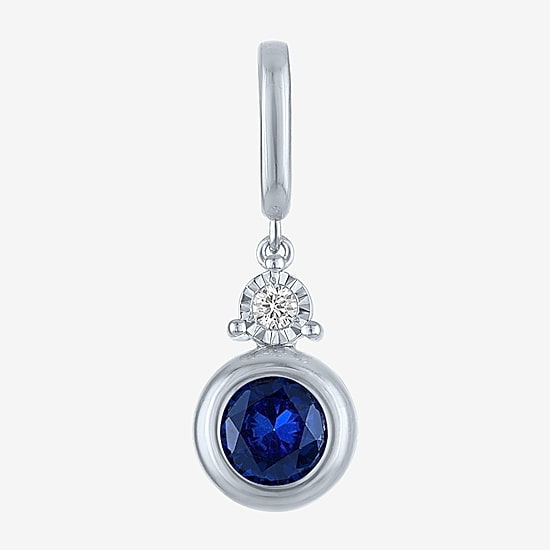 Charmed by Diamond Addiction Diamond Accent (G-H / Si2-I1) Blue Sapphire Sterling Silver Charm
