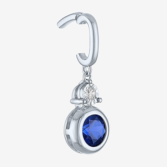 Charmed by Diamond Addiction Diamond Accent (G-H / Si2-I1) Blue Sapphire Sterling Silver Charm
