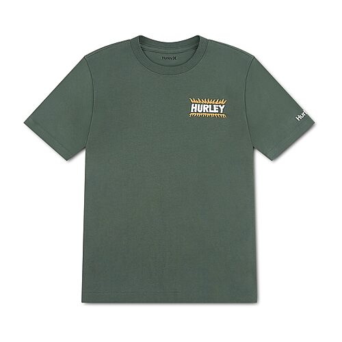 Hurley Big Kid Boys Crew Neck Short Sleeve Regular Fit Graphic T-shirt In Green