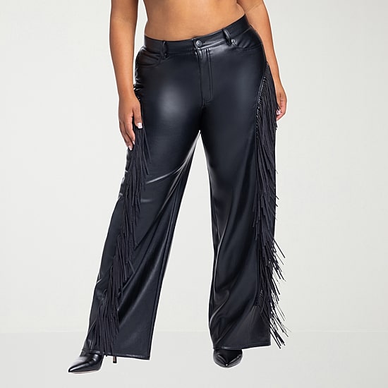 JS Jessica Simpson Fringe Womens Plus Straight High Rise Pant