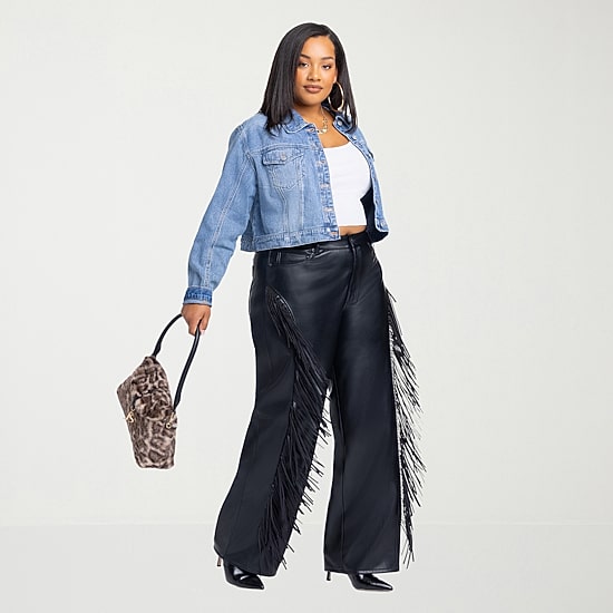 JS Jessica Simpson Fringe Womens Plus Straight High Rise Pant