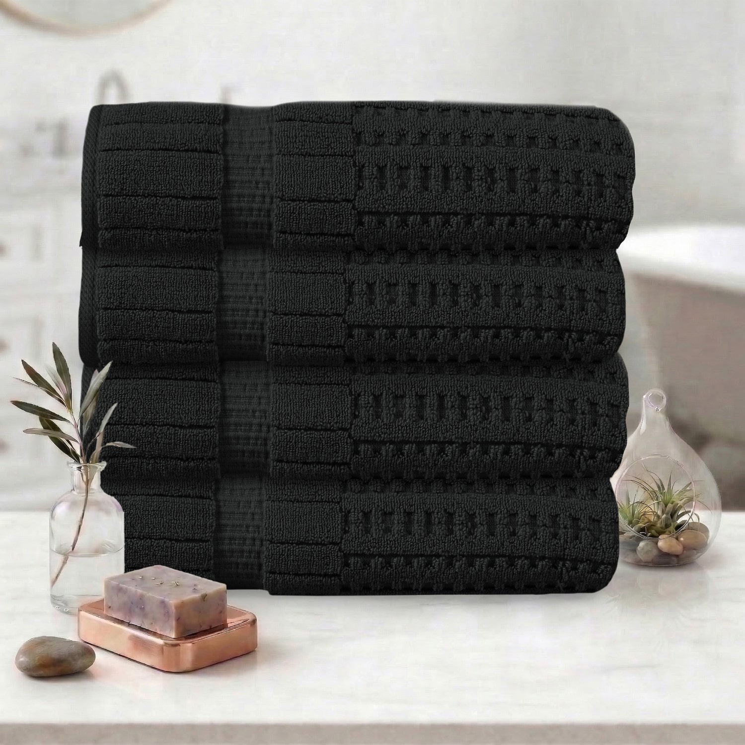 Home Weavers Inc Willow Collection 100% Cotton Zero Twist -pc. Quick Dry Bath Towel Set