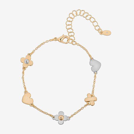 Bijoux Bar Delicates Womens 7.5 Inch Solid Link Heart Chain Bracelet
