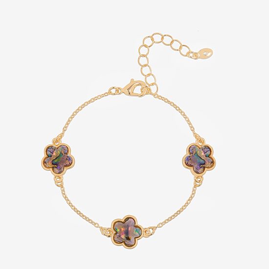 Bijoux Bar Delicates Womens 7.5 Inch Solid Link Flower Chain Bracelet