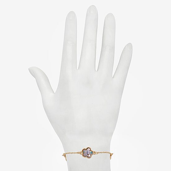 Bijoux Bar Delicates Womens 7.5 Inch Solid Link Flower Chain Bracelet