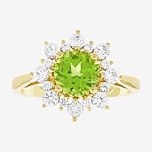 Womens Genuine Green Peridot 14K Gold Over Silver Sunburst Cocktail Ring