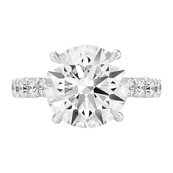 Signature By Modern Bride (F / Si2) Womens 8 1/2 Ct. T.W. Lab Grown White Diamond 14K Gold Round Side Stone Halo Engagement Ring