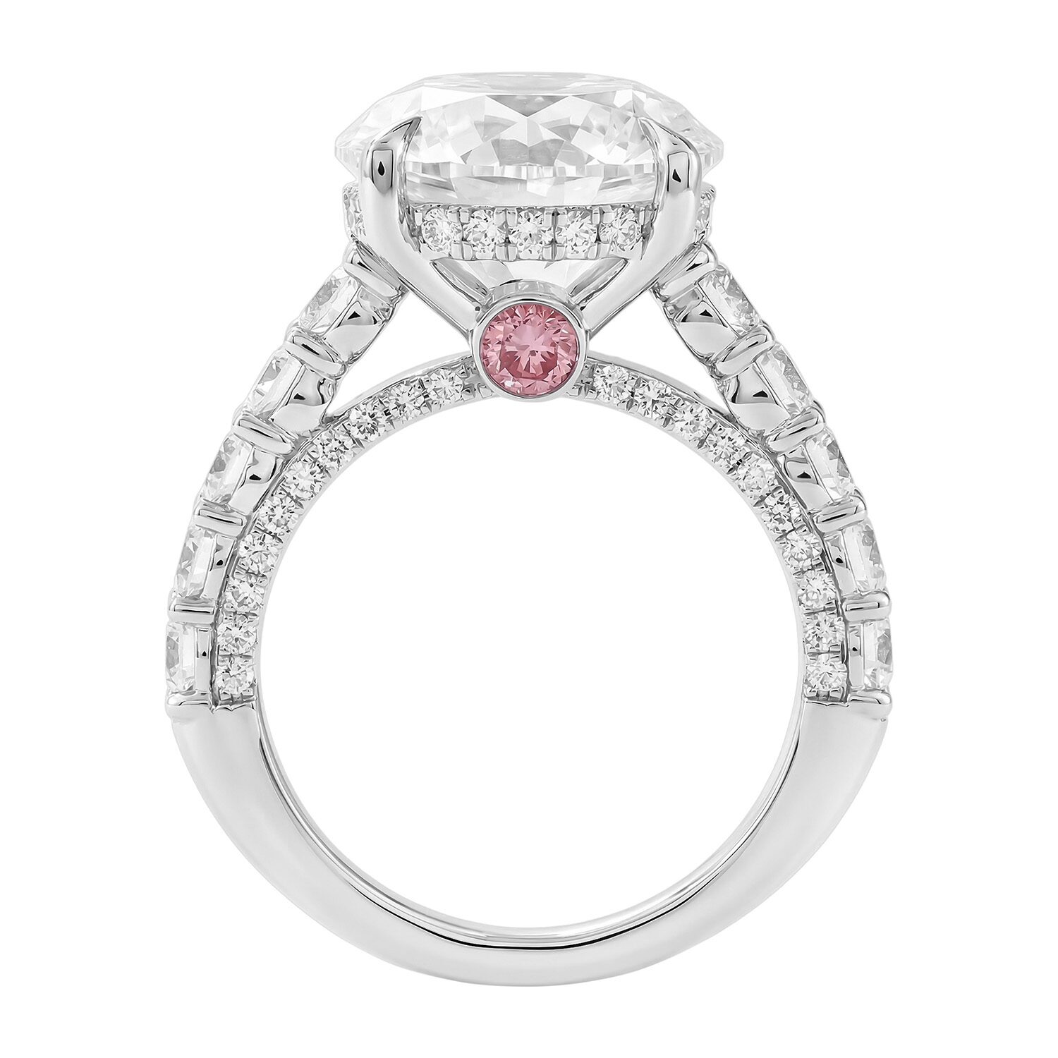 Signature By Modern Bride (F / Si2) Womens 8 1/2 Ct. T.W. Lab Grown White Diamond 14K Gold Round Side Stone Halo Engagement Ring