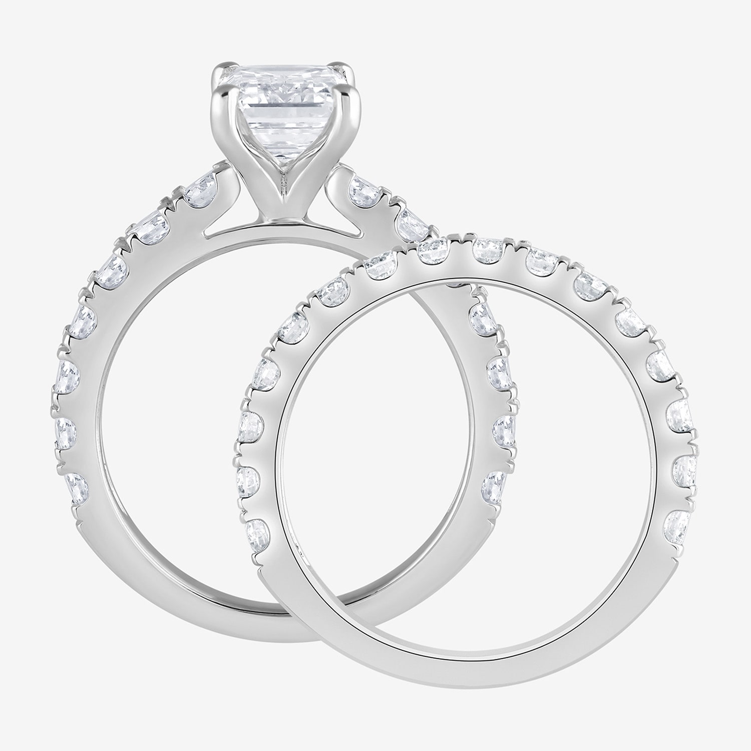 (G / Si1-Si2) Womens 4 CT. T.W. Lab Grown White Diamond Sterling Silver Side Stone Bridal Set