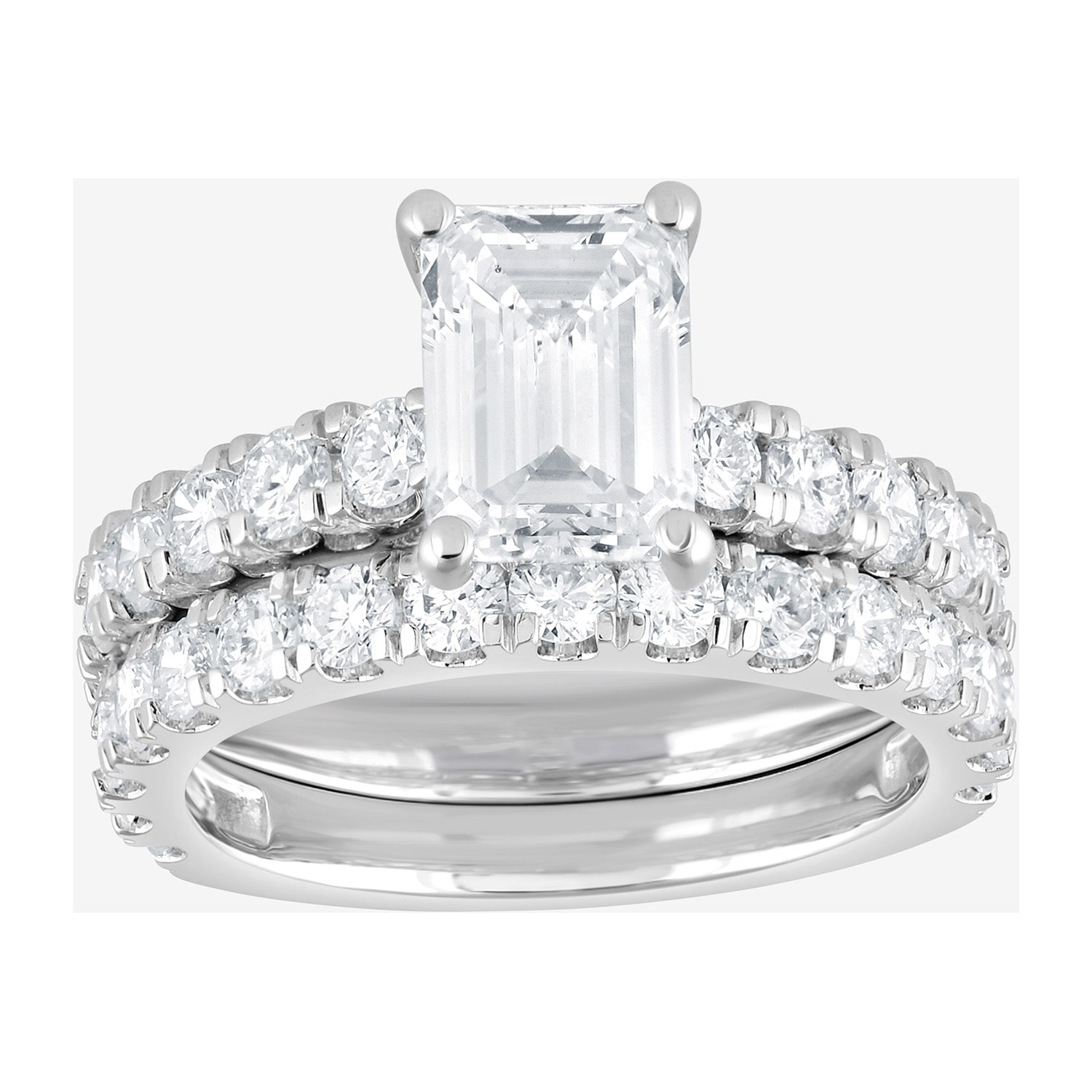 (G / Si1-Si2) Womens 4 CT. T.W. Lab Grown White Diamond Sterling Silver Side Stone Bridal Set