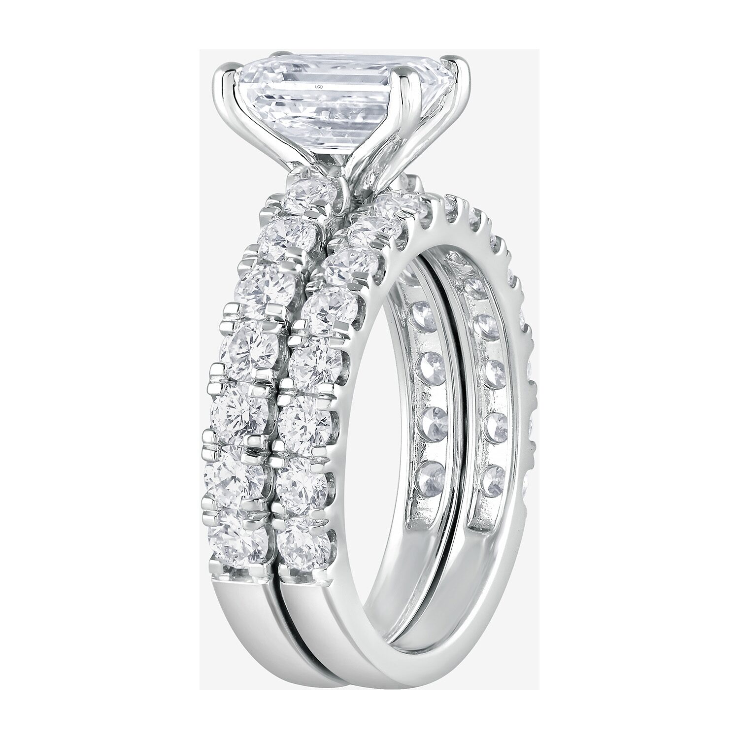 (G / Si1-Si2) Womens 4 CT. T.W. Lab Grown White Diamond Sterling Silver Side Stone Bridal Set