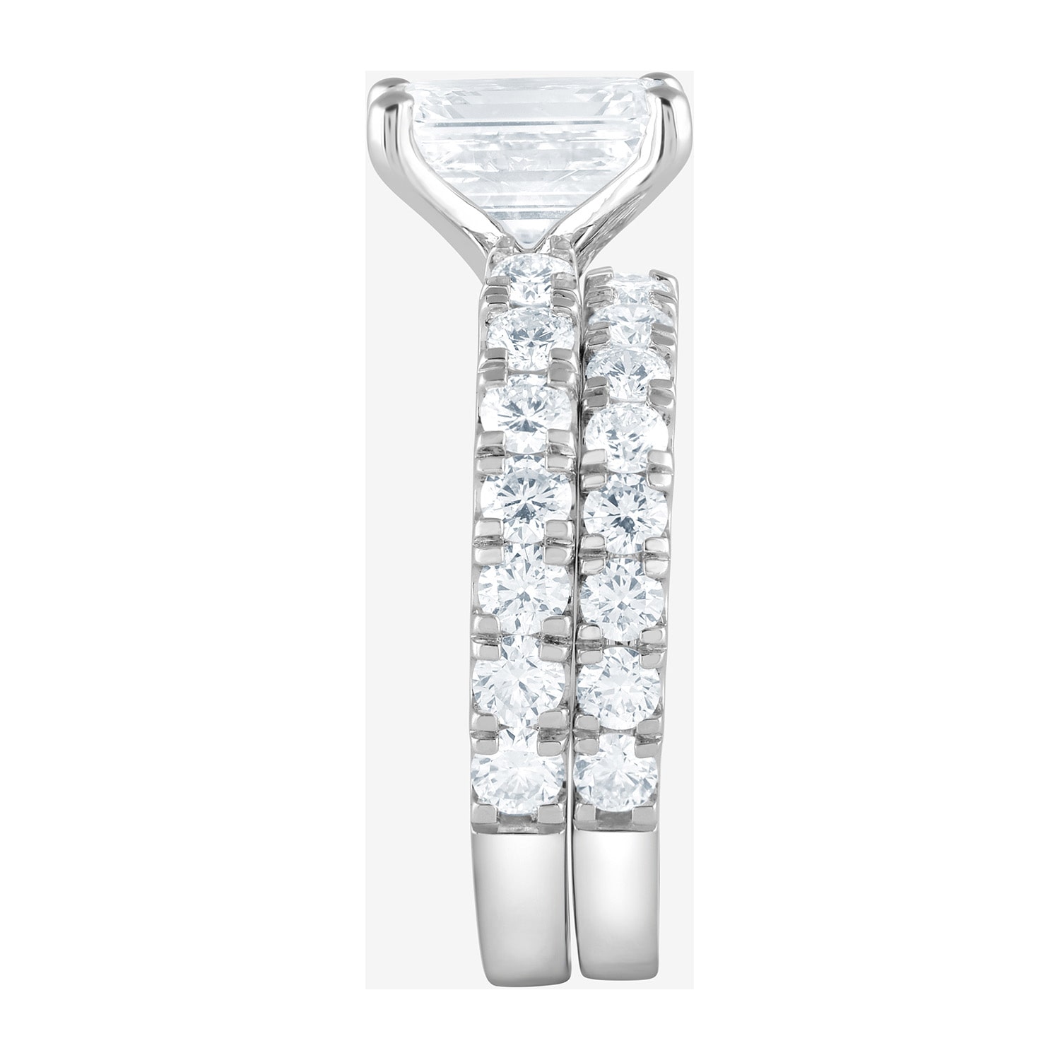 (G / Si1-Si2) Womens 4 CT. T.W. Lab Grown White Diamond Sterling Silver Side Stone Bridal Set
