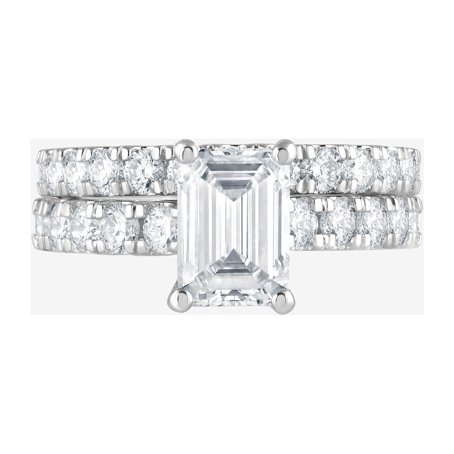 (G / Si1-Si2) Womens 4 CT. T.W. Lab Grown White Diamond Sterling Silver Side Stone Bridal Set