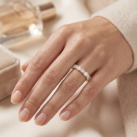 (F / Si2) Womens 1 CT. T.W. Lab Grown White Diamond 10K Gold Wedding Band