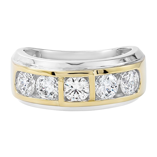 (F / Si2) Mens 2 CT. T.W. Lab Grown White Diamond 14K Gold Over Silver Wedding Band