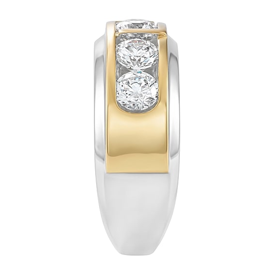 (F / Si2) Mens 2 CT. T.W. Lab Grown White Diamond 14K Gold Over Silver Wedding Band