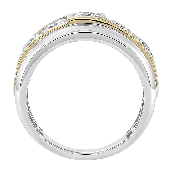 (F / Si2) Mens 2 CT. T.W. Lab Grown White Diamond 14K Gold Over Silver Wedding Band