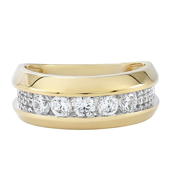 (F / Si2) Mens 1 1/2 CT. T.W. Lab Grown White Diamond 14K Gold Over Silver Wedding Band