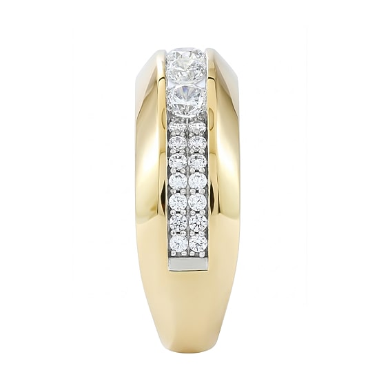 (F / Si2) Mens 1 1/2 CT. T.W. Lab Grown White Diamond 14K Gold Over Silver Wedding Band
