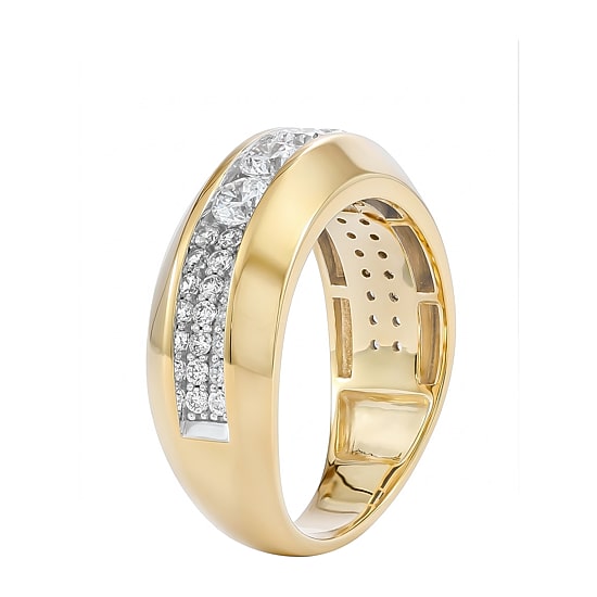 (F / Si2) Mens 1 1/2 CT. T.W. Lab Grown White Diamond 14K Gold Over Silver Wedding Band