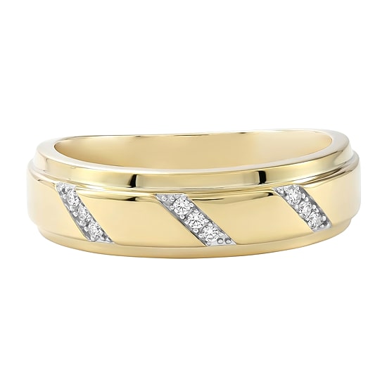 (F / Si2) Mens Diamond Accent Lab Grown White Diamond 14K Gold Over Silver Wedding Band