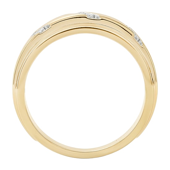 (F / Si2) Mens Diamond Accent Lab Grown White Diamond 14K Gold Over Silver Wedding Band