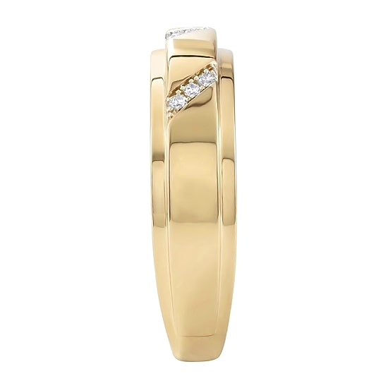 (F / Si2) Mens Diamond Accent Lab Grown White Diamond 14K Gold Over Silver Wedding Band