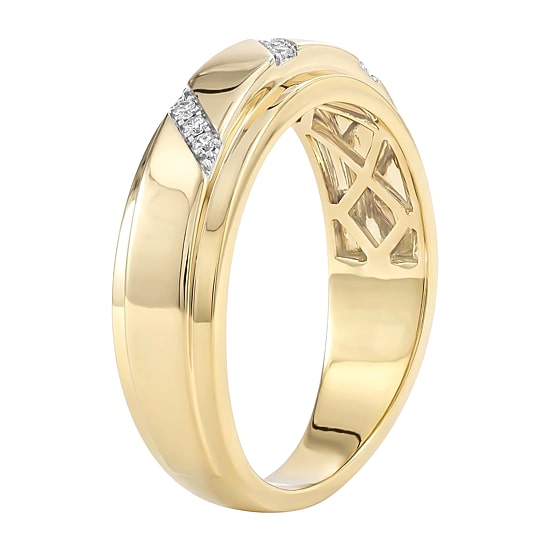 (F / Si2) Mens Diamond Accent Lab Grown White Diamond 14K Gold Over Silver Wedding Band