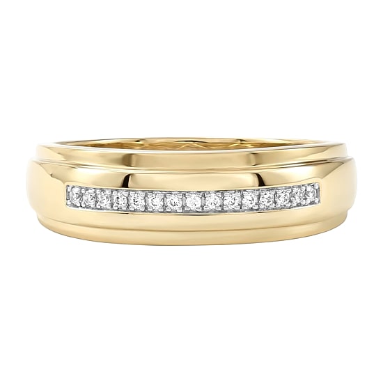 (F / Si2) Mens 1/10 CT. T.W. Lab Grown White Diamond 14K Gold Over Silver Wedding Band