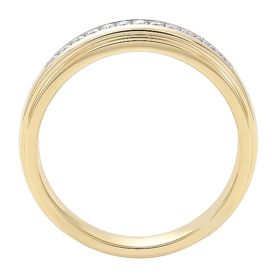 (F / Si2) Mens 1/10 CT. T.W. Lab Grown White Diamond 14K Gold Over Silver Wedding Band
