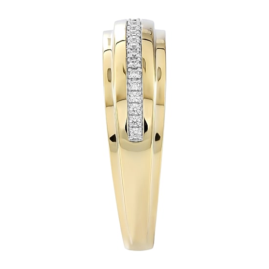 (F / Si2) Mens 1/10 CT. T.W. Lab Grown White Diamond 14K Gold Over Silver Wedding Band