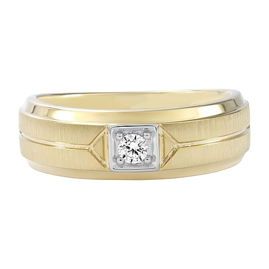 (F / Si2) Mens 1/8 CT. T.W. Lab Grown White Diamond 14K Gold Over Silver Wedding Band