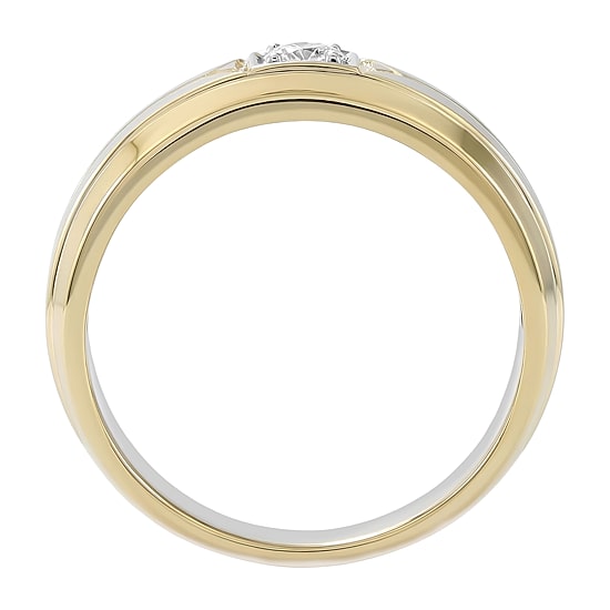(F / Si2) Mens 1/8 CT. T.W. Lab Grown White Diamond 14K Gold Over Silver Wedding Band