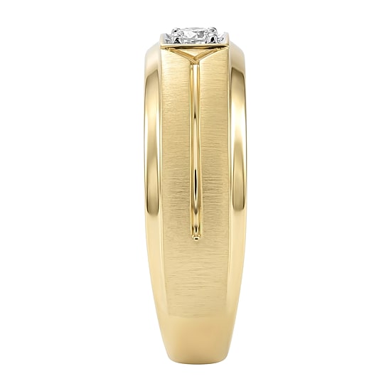 (F / Si2) Mens 1/8 CT. T.W. Lab Grown White Diamond 14K Gold Over Silver Wedding Band
