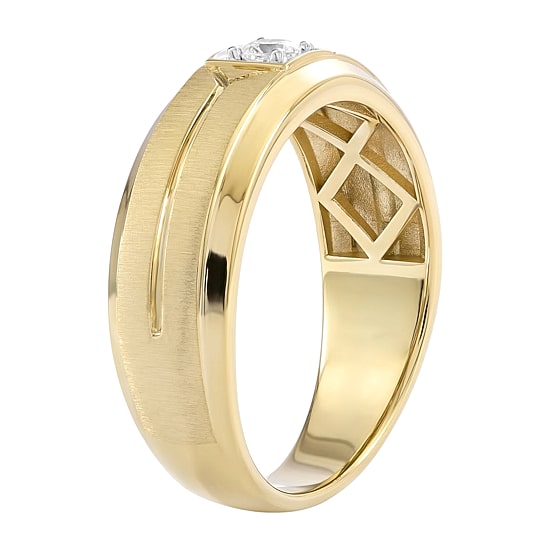 (F / Si2) Mens 1/8 CT. T.W. Lab Grown White Diamond 14K Gold Over Silver Wedding Band